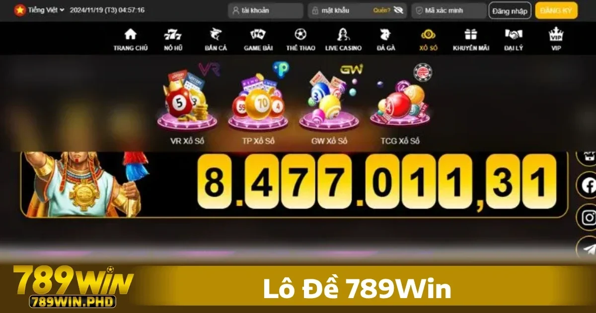 Sảnh xổ số 789Win, người chơi có thể tham gia các hình thức như lô đề, Keno, xổ số 3 miền Bắc – Trung – Nam